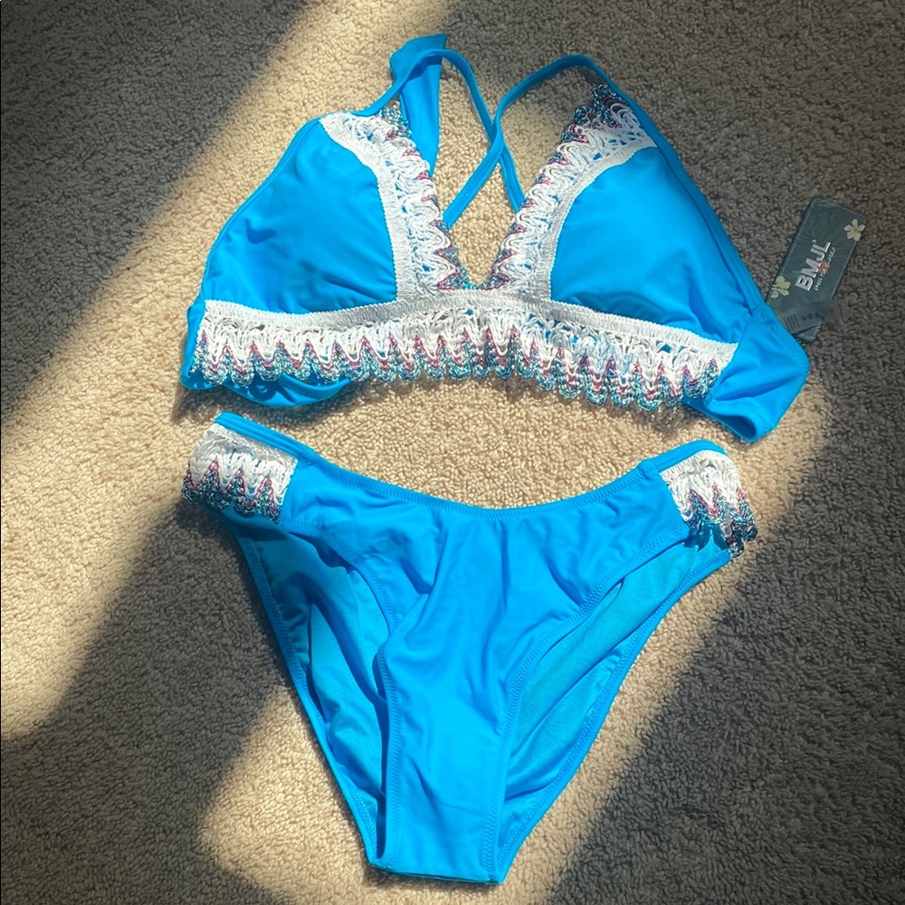 Billabong Vibrant Blue Bikini with Lace Detail